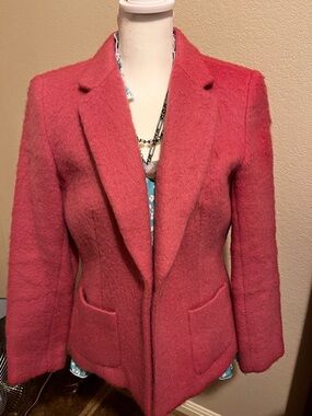 Josephine Chaus Coral Pink Tailored Wool-Blend Blazer